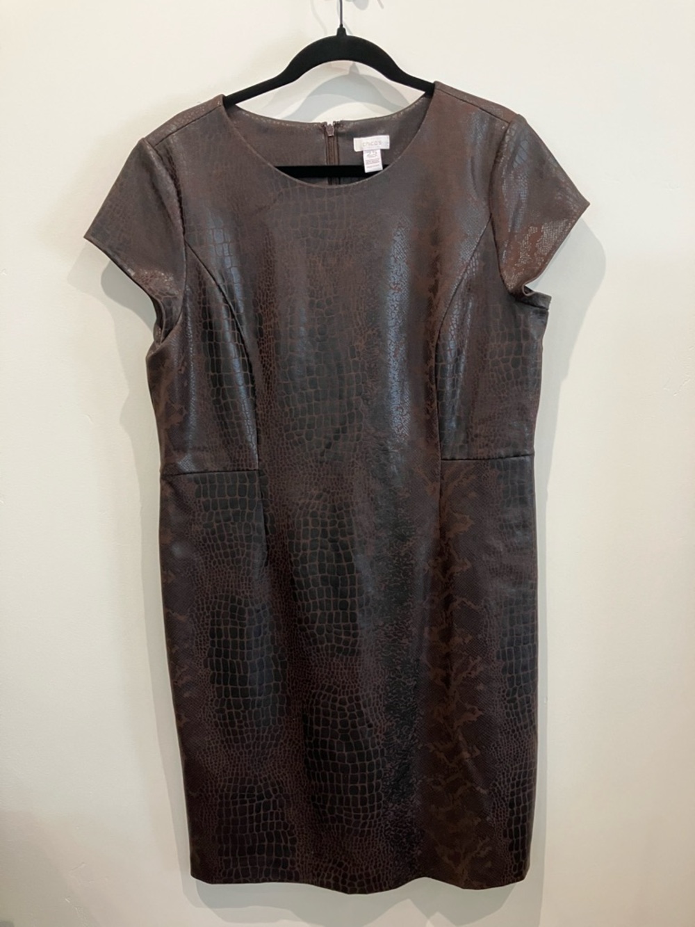 Chico's Brown Faux-Leather Croc-Embossed Midi Dress